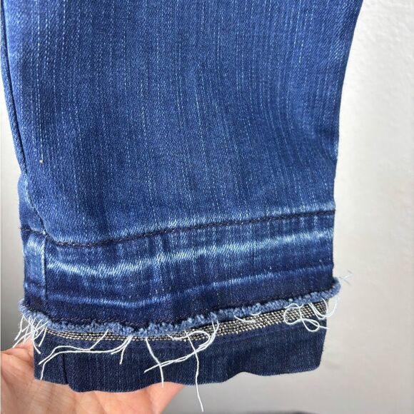 White House Black Market Women's Size 4 Slim Ankle Denim Jeans Raw Hem Sparkle - Picture 2 of 13